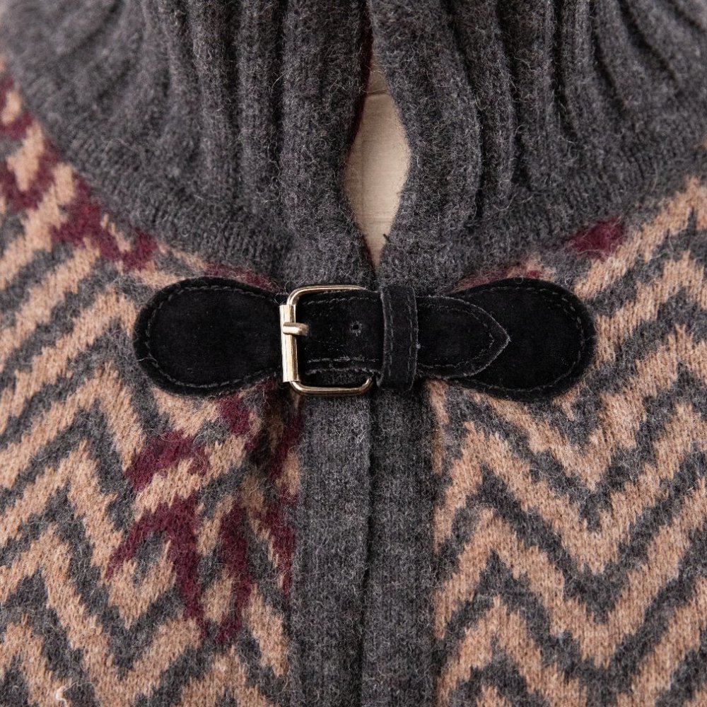 Vintage 70s S Italian Wool Print Sweater Jacket - Picture 7 of 13